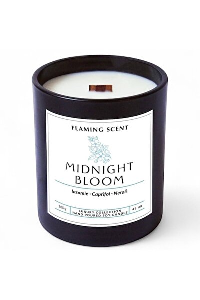 OEM Flaming Scent — Midnight Bloom Scented Soy Candle with Wooden Wick, Hand-Cast, 165 g
