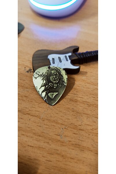 luffy design Şebnem Ferah Gitar Pena Lazer Kabartma Metal Sarı Pirinç