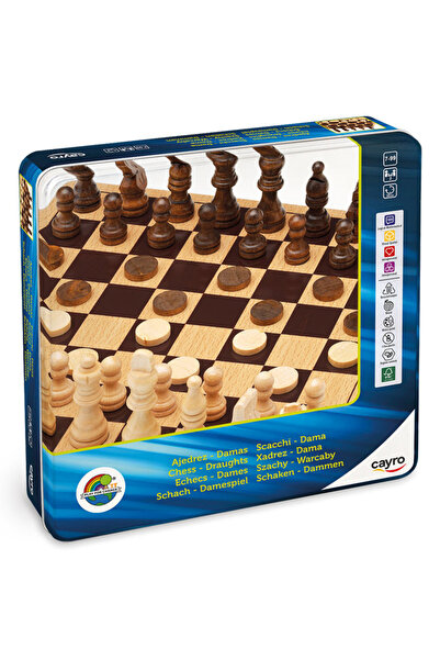 CAYRO Joc Sah si Dame in cutie metalica,