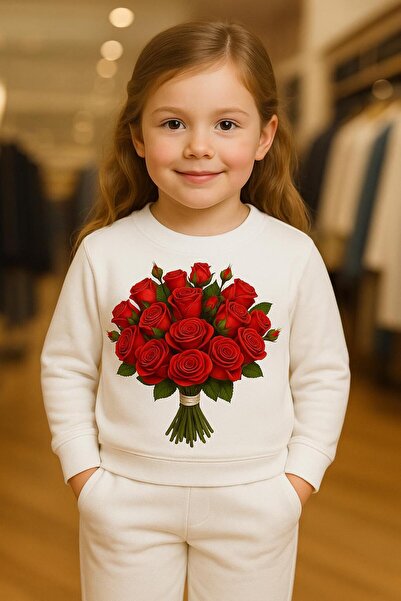 playwear Φούτερ με σχέδιο τριαντάφυλλο, βαμβακερό, με 3 κλωστές, για ηλικίες ...