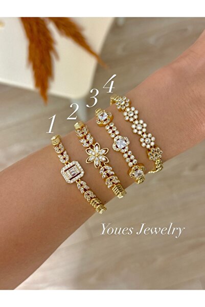 YOUES JEWELRY Altın Kaplama Zirkon Taşlı Kuyumcu Model Bİleklik