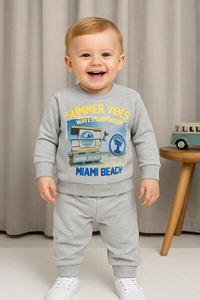 MGO KİDS Boy Baby Summer Printed 100% Cotton Combed 2-Ply 2-Piece Set