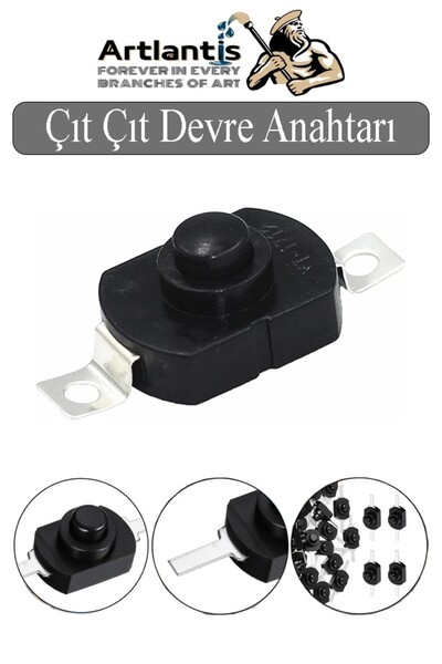 Artlantis Mini Anahtar Arapuar Çıtçıt Anahtar 1 Adet Siyah Elektrik Devresi İçin Açma Kapama Düğmesi Deney On