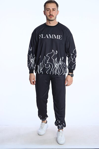 eg38 Alev Dijital Printed Tracksuit Set Black