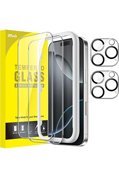 JETech واقي شاشة لهاتف iPhone 16 Pro مقاس 6.3 بوصة مع واقي عدسة الكاميرا، أدا...