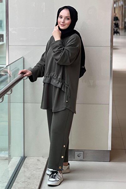 Ghisa Tunic with Gathered Front, Button Detail, and Culottes Set