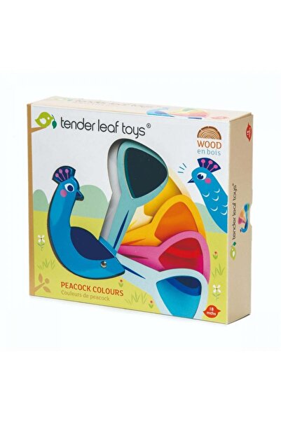 Tender Leaf Toys Paunul colorat, din lemn premium - Peacock Colours -