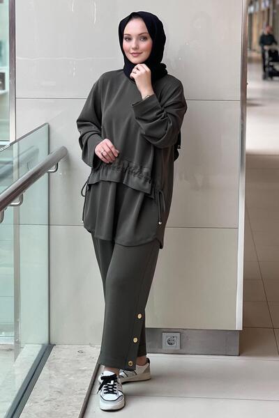 Ghisa Tunic with Gathered Front, Button Detail, and Culottes Set