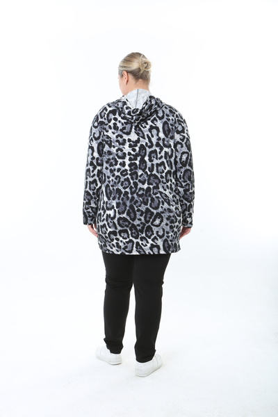 XL Modam Women Stretch Fabric Hooded Plus Size Cardigan