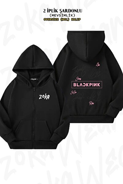 ZOKAWEAR Tricou unisex Tanda Tangan Blackpink cu imprimeu supradimensionat Ca...