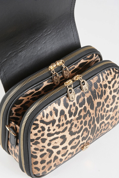 Vivaq Γυναικεία τσάντα χειρός και τσάντα ώμου Clover Leopard με 4 τσέπες, κάλυμμα, λουράκι κολόνας, φερμουάρ και κλείσιμο με κουμπωτά