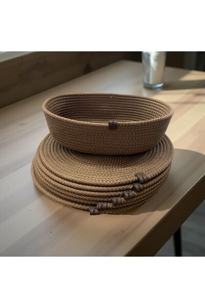 myistasyon "tarzınızı evinize yansıtın" 7 bucăți de suport din iută maro / suport pentru farfurie de prezentare Lux American Service + coș