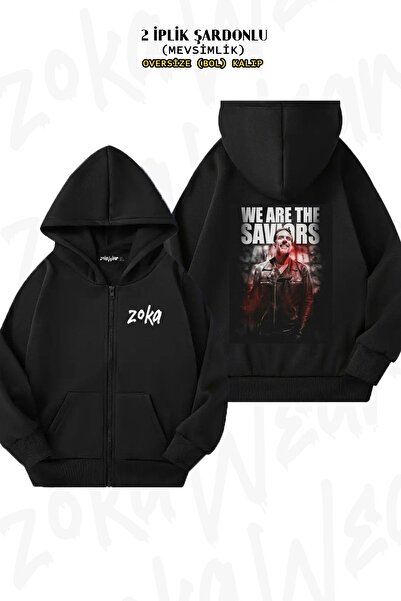 ZOKAWEAR Unisex Saviors The Walking Dead με τύπωμα oversized Ζακέτα με κουκούλα με φερμουάρ με τύπωμα