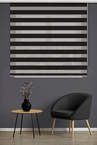 Noveva Home Zebra Stor Perde 04 Koyu Kahve Mutfak Çocuk Odası Ofis Balkon Sal...