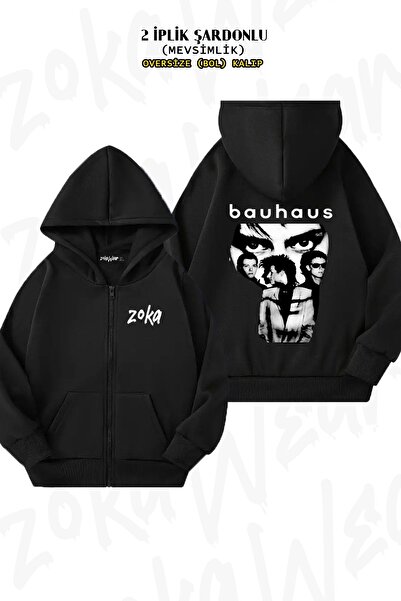 ZOKAWEAR Unisex Bauhaus Special με τύπωμα oversized Ζακέτα με κουκούλα με φερμουάρ με τύπωμα