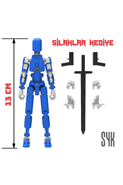 SYK Design Robot 13 Dummy Mavi Beyaz Tüm Eklemleri Hareketli Aksiyon Figürü O...