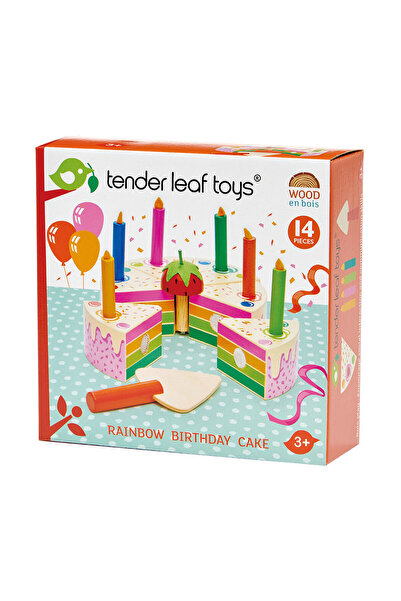 Tender Leaf Toys Tort pentru aniversari Curcubeu, din lemn premium- Rainbow B...