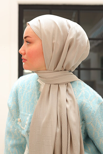 Silk Home Labirent desenli Jakarlı Deluxe Şal - Taş