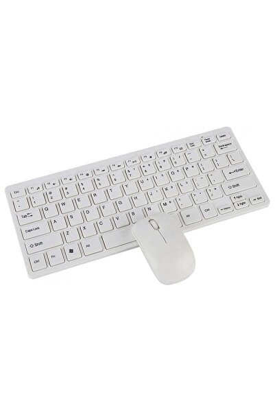 Generic مجموعة لوحة مفاتيح وماوس لاسلكية صغيرة بتردد 2.4 جيجاهرتز و78 مفتاحًا (أبيض/أسود)