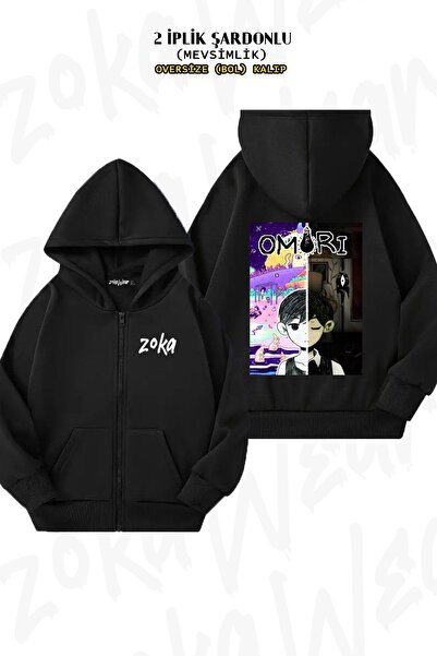 ZOKAWEAR Unisex Omori Custom Printed Oversized Back Printed Zip Hoodie Cardigan