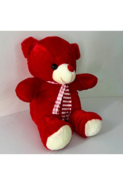 velve Rony plush bear, with scarf, Height 36 cm, Red
