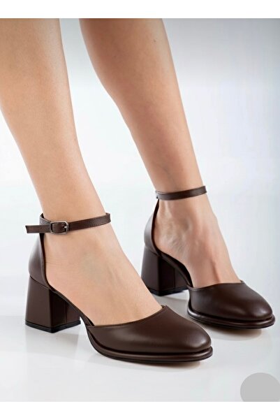 İZCE MODA Women's High-Heeled Platform Shoes in Bitter Coffee Color.