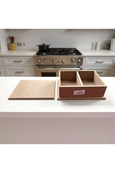 Atölye Kiraz Raw Wooden Playing Card Box: Paintable Double Compartment Wooden Box