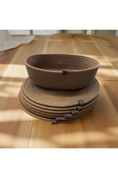 myistasyon "tarzınızı evinize yansıtın" 7 bucăți de suport din iută maro / suport pentru farfurie de prezentare Lux American Service + coș