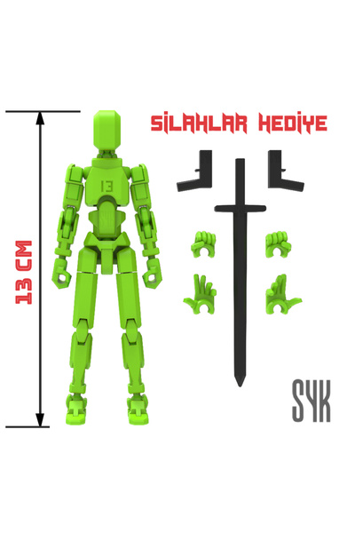 SYK Design Robot 13 Dummy Yeşil Yeşil Tüm Eklemleri Hareketli Aksiyon Figürü ...