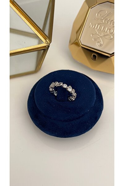 SU PERİSİ TAKI BİJUTERİ خاتم مينيمال مرصع بحجر الزركون الفضي القابل للتعديل