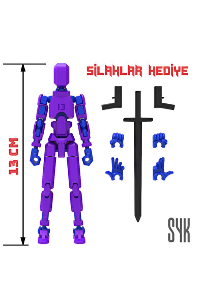 SYK Design Robot 13 Dummy Mor Mavi Tüm Eklemleri Hareketli Aksiyon Figürü Oyu...