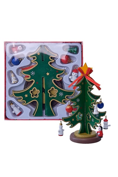 velve Decoratiune de Craciun, Cutie muzicala tip bradut cu globulete in minia...