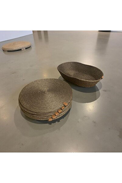 myistasyon "tarzınızı evinize yansıtın" 7 Pieces Brown Jute Placemats / American Service Lux Presentation Plate Mats