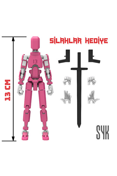 Robot 13 Dummy Pink White All Joints Animated Action Figure Toy