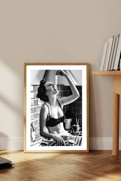 Dekorsiahome Tek Parça Ahşap Çerçeveli Oturma Odası Salon Mutfak Tablosu TK1755