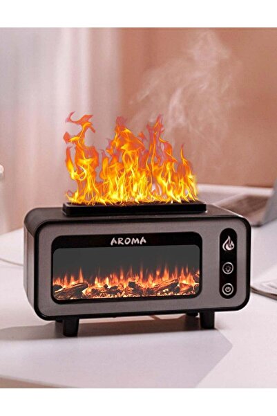 PopZa 7-Color LED Flame Aromatherapy Humidifier – Vintage Fireplace Diffuser with Auto-Off & 200ml Capac