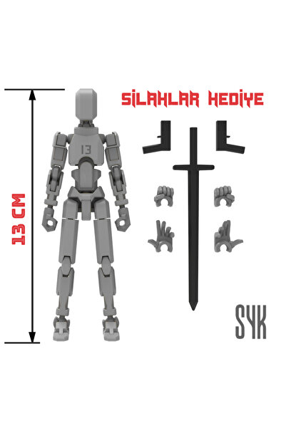 SYK Design Robot 13 Dummy Gri Gri Tüm Eklemleri Hareketli Aksiyon Figürü Oyuncak
