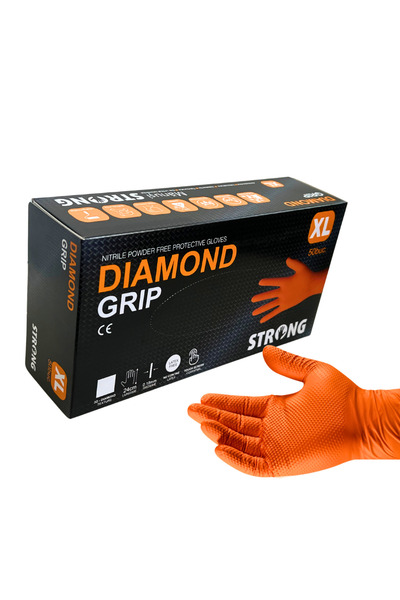 LYOBEST Set of 50 Nitrile Gloves, Texturised, 3D Diamond Grip, Size XL, chemical resistant