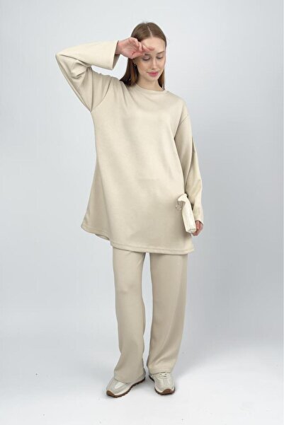 Betimoda Women's Modal Tunic Pants Set Beige