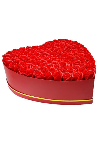 velve Floral arrangement in heart box with 135 soap roses