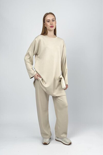 Betimoda Women's Modal Tunic Pants Set Beige