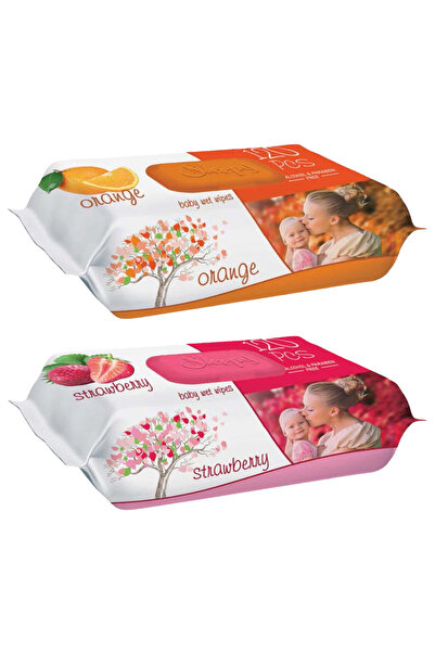 Sleepy Set 2x Wet Napkins, 240 pcs, Strawberries &amp; Oranges, airtight lid, soft texture