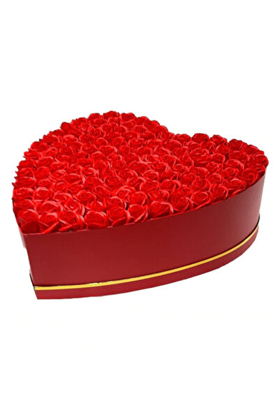 velve Floral arrangement in heart box with 135 soap roses