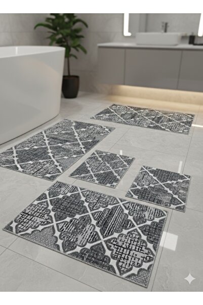 Truva Grup Set of 4 Non-Slip Bath Mats, 100% Polyester PP – 2x 50x80 cm + 2x40x50 cm