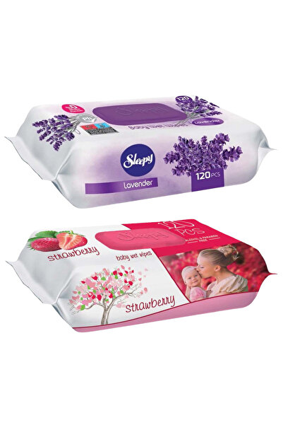 Sleepy Set 2x Wet Napkins 120 pcs, Lavender & Strawberry, soft texture, airtight lid