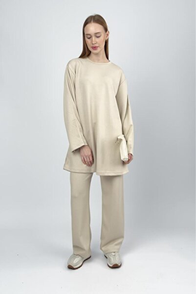 Betimoda Women's Modal Tunic Pants Set Beige