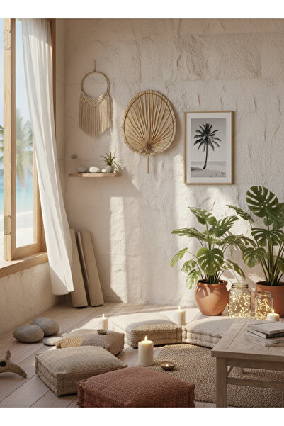 arteflora Aura X-Large Palmiye Yaprağı Duvar Süsü, Bohem Stil Dekorasyon, 56 x 41 cm Yelpaze