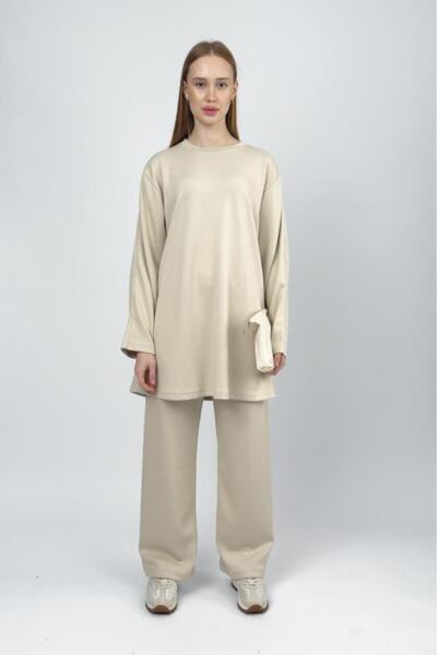 Betimoda Women's Modal Tunic Pants Set Beige