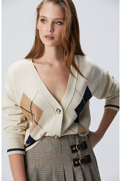 Network Yün Kaşmir Karışımlı Baklava Desenli Hırka