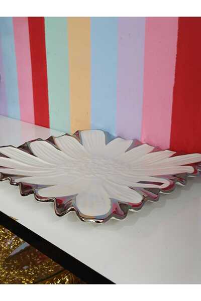 DEKOR ZÜCCACİYE HOME Royking Flora Silver Square Serving Tray